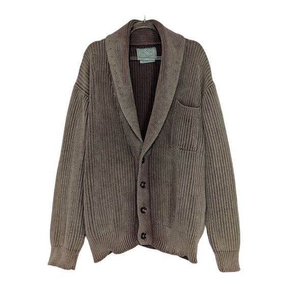 Vintage Cooper Jones Grandpa Cardigan Mens Size Medium Brown Ribbed Shawl Collar